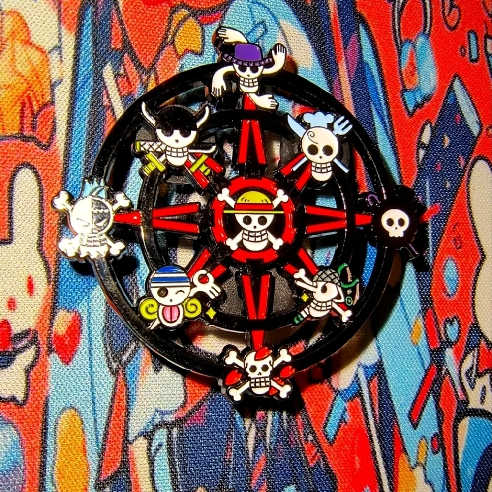 Pirate Adventure Wheel Toy - Black and Red Anime One Piece Skull Manga Luffy
